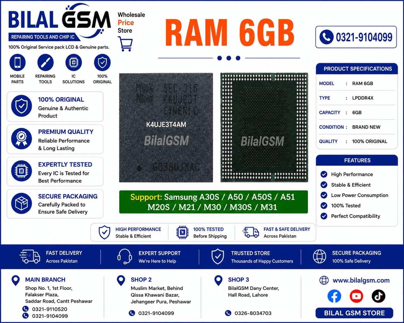 andriod IC RAM K4UJE 6GB K4UJE3T4AM-CGCL BGA 320 Emmc & RAM CHIP
