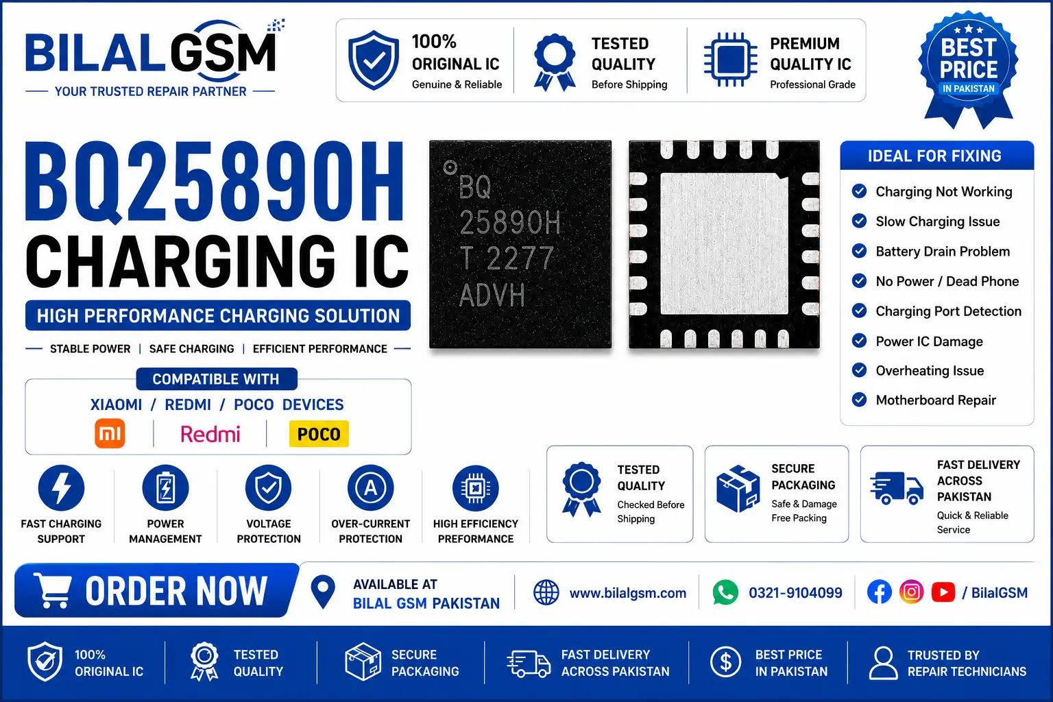 BQ25890H Original Charging IC for Oppo Redmi Xiaomi Meizu LeTV Oppo F11 Pro Charging Power IC