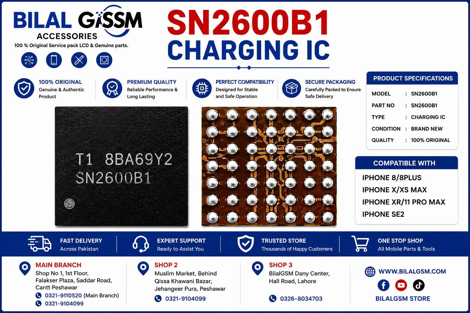 SN2600B1 Charging IC for iPhone XS, XR & XS Max – Original USB Charging Power IC Charging Power IC