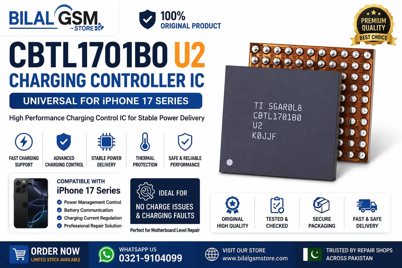 CBTL1701B0 U2 Charging Controller IC Universal for iPhone 17 Series Charging Power IC