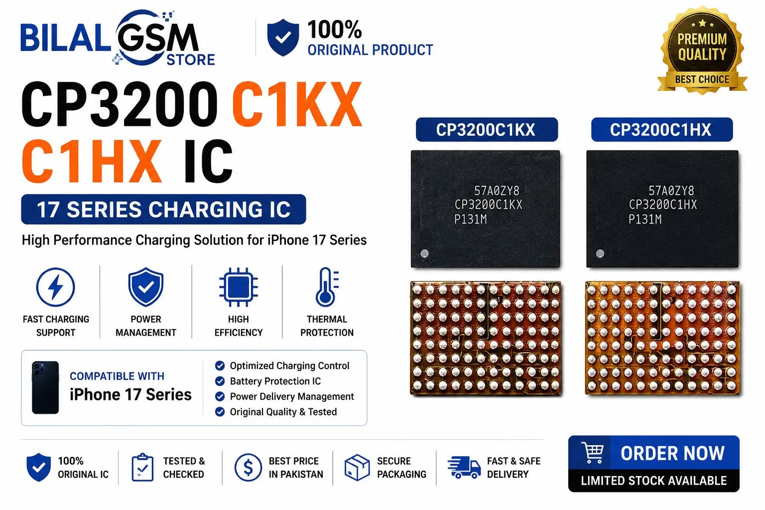 CP3200 C1KX C1HX Charging IC for iPhone 17 Series Original PMIC BilalGSM Charging Power IC