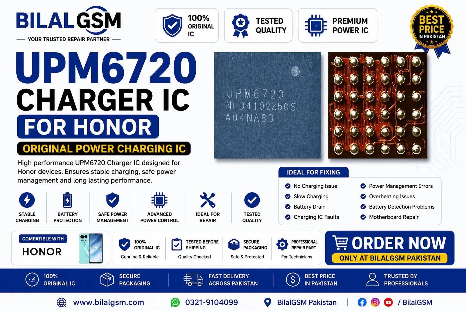 UPM6720 Charger IC for Honor – Original Power Charging IC BilalGSM Charging Power IC