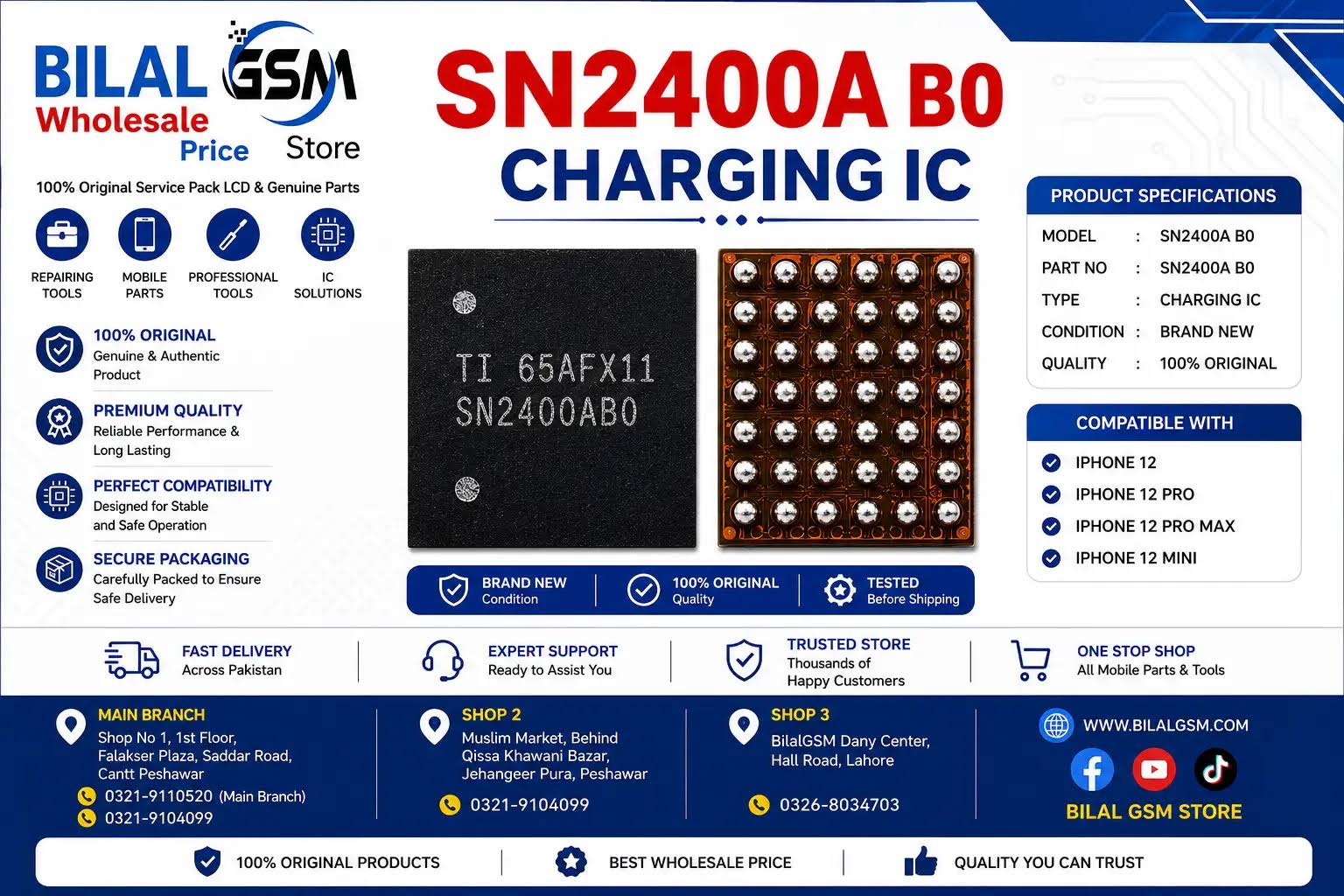 SN2400AB0 Charger IC for iPhone 6S/6S Plus/7/7 Plus – Original, High-Quality Replacement Charging Power IC