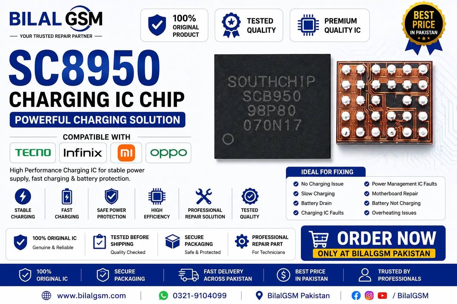 SC8950 Charging IC Chip – Compatible with Tecno, Infinix, Xiaomi & OPPO