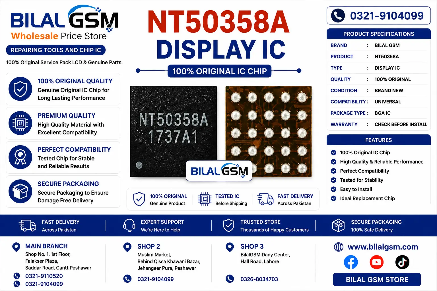 NT50358A Display IC for Oppo, Vivo, Xiaomi, Redmi 5A -