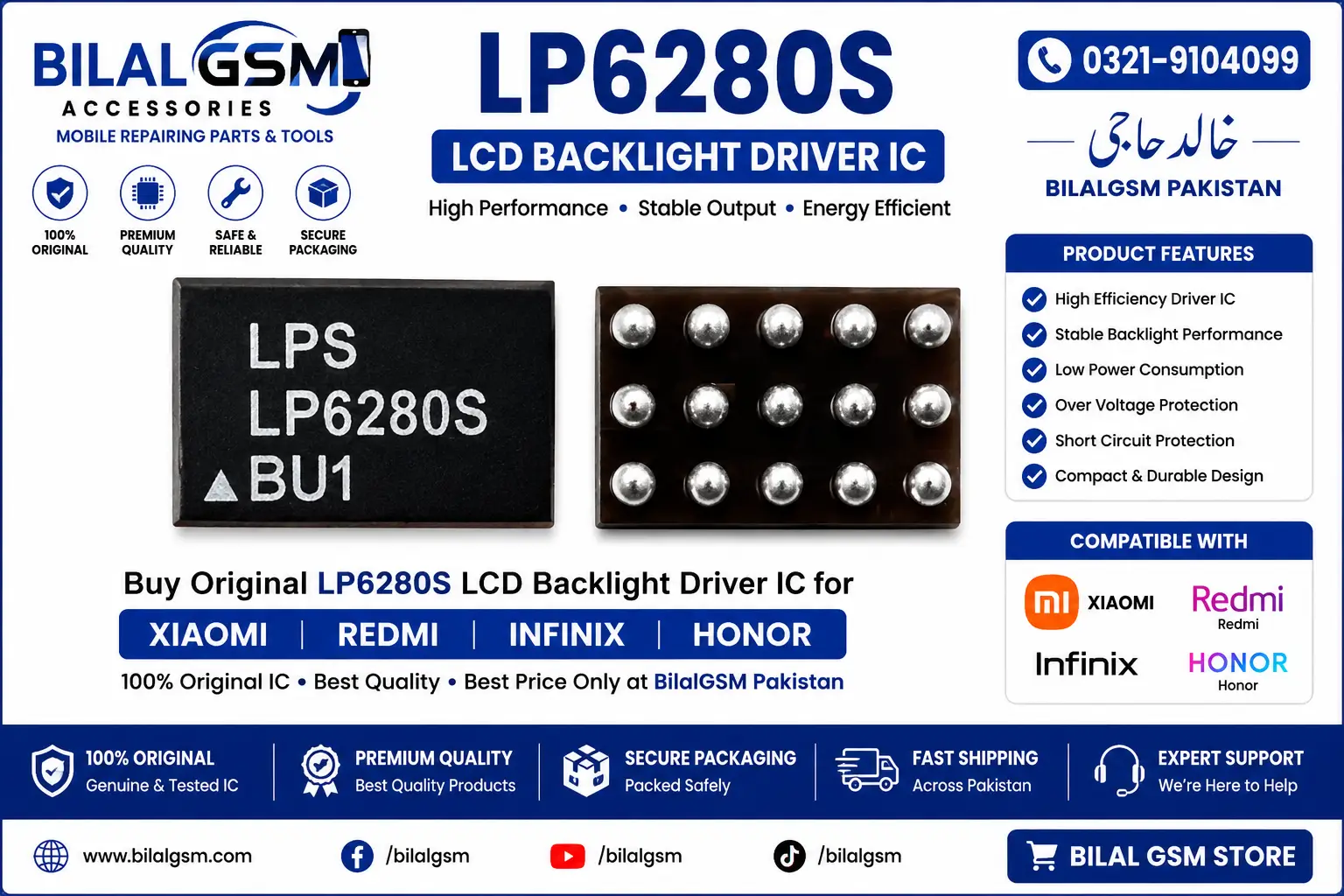Original LP6280S LCD Backlight Driver IC for Xiaomi Redmi Infinix Honor