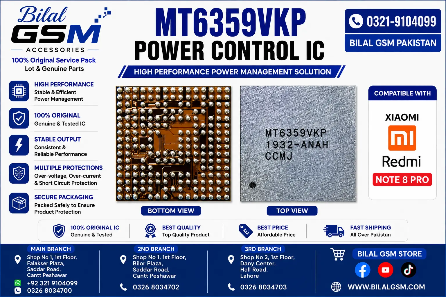 Original MT6359VKP Power Control IC for Xiaomi Redmi Note 8 Pro
