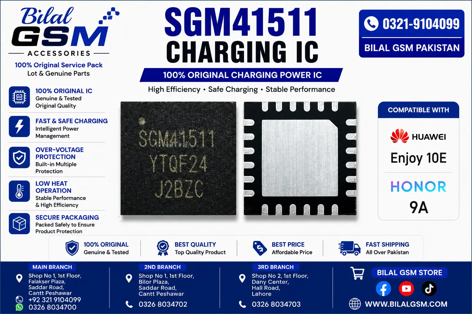 SGM41511 100 Percent Original Charging IC for Huawei Enjoy 10E and Glory 9A Charging Power IC