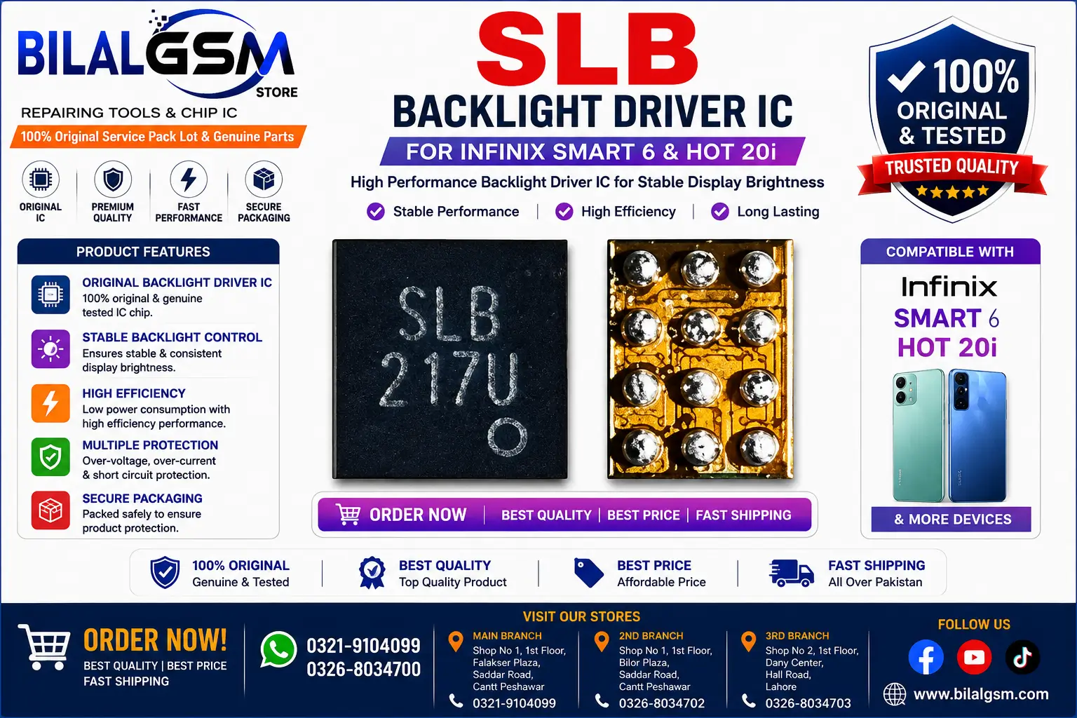 IC Display SLB for Infinix Smart 6 & Hot 20i Original Tested Backlight Driver IC BACK LIGHT DISPLAY LIGHT AND COIL IC