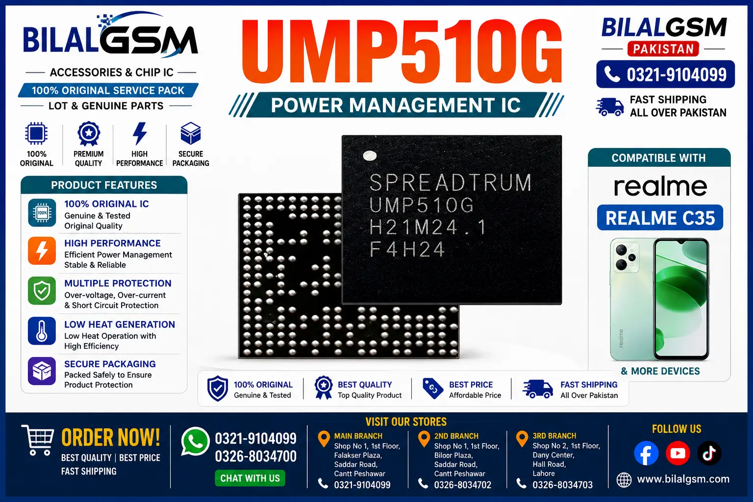 UMP510G Realme C35 Power IC at Pakistan - BilalGSM Charging Power IC