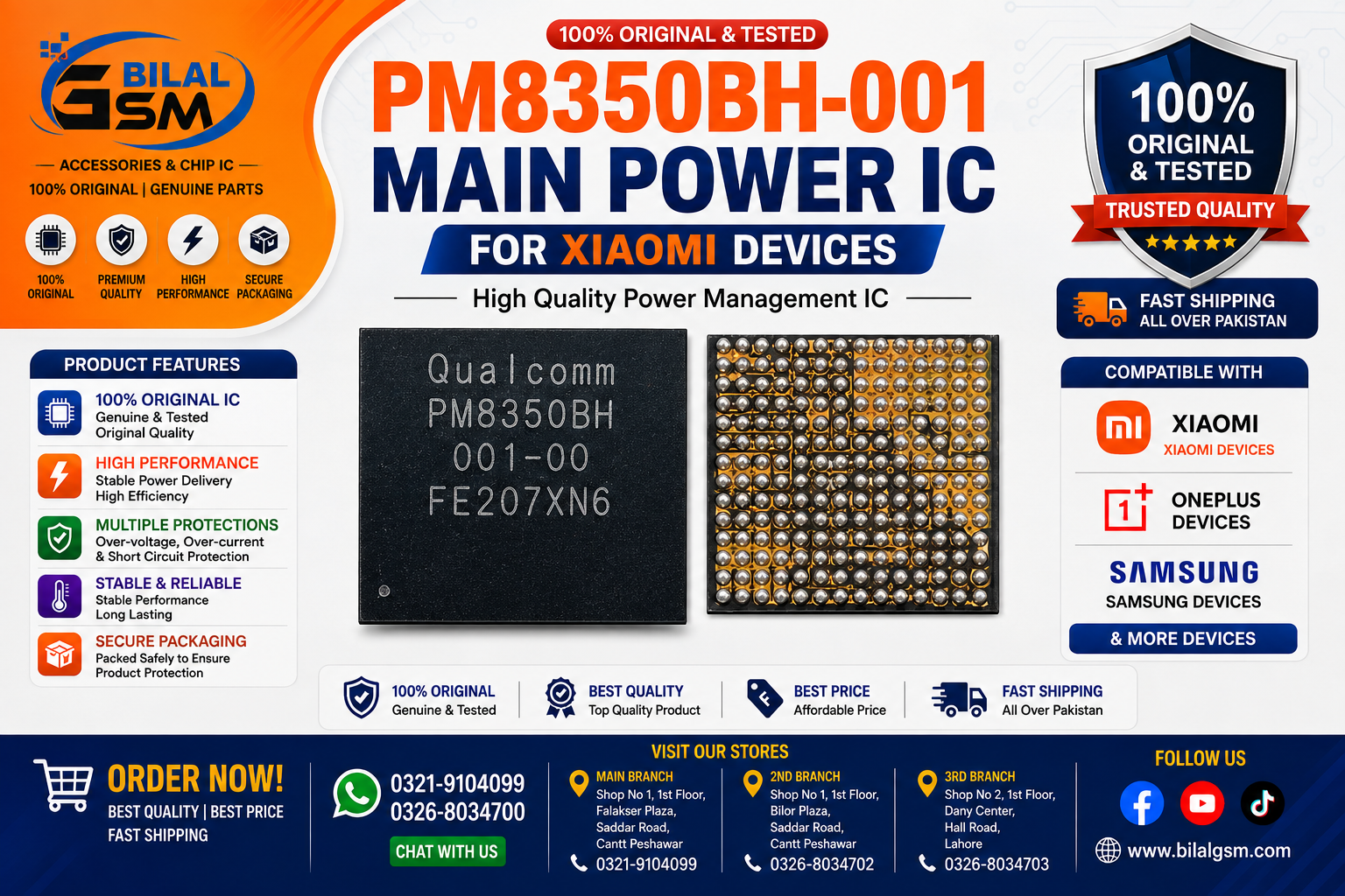 PM8350BH-001 Main Power IC for Poco Xiaomi Mi 11 Ultra & Redmi Note 13 Pro Charging Power IC
