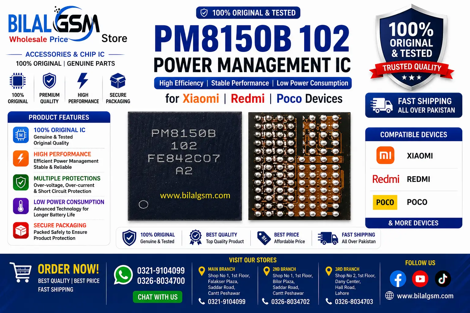 Original PM8150B 102 Power Management IC for Xiaomi Redmi Poco