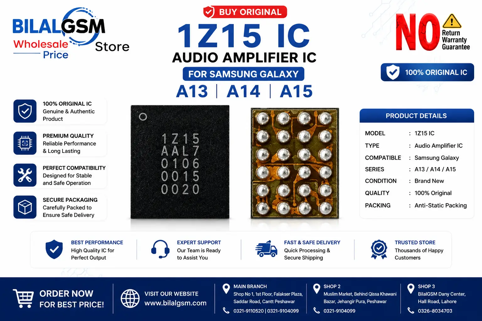 Original 1Z15 Audio Amplifier IC for Samsung Galaxy A13 A14 A15