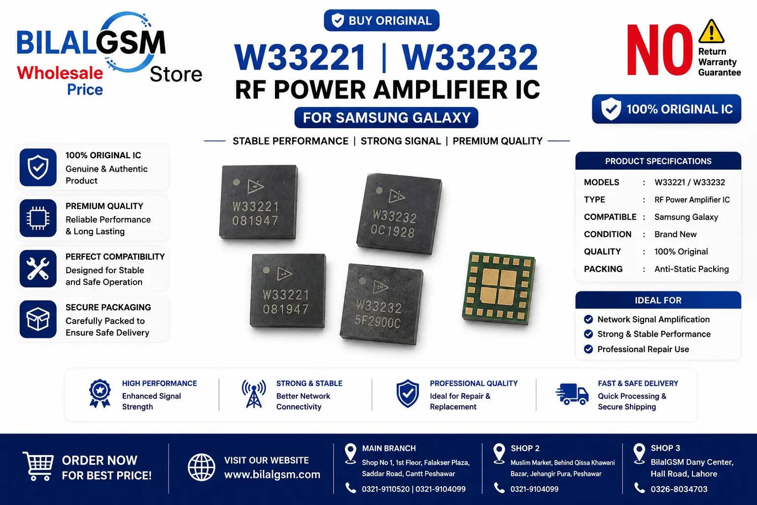 Original W33221 W33232 RF Power Amplifier IC for Samsung Galaxy