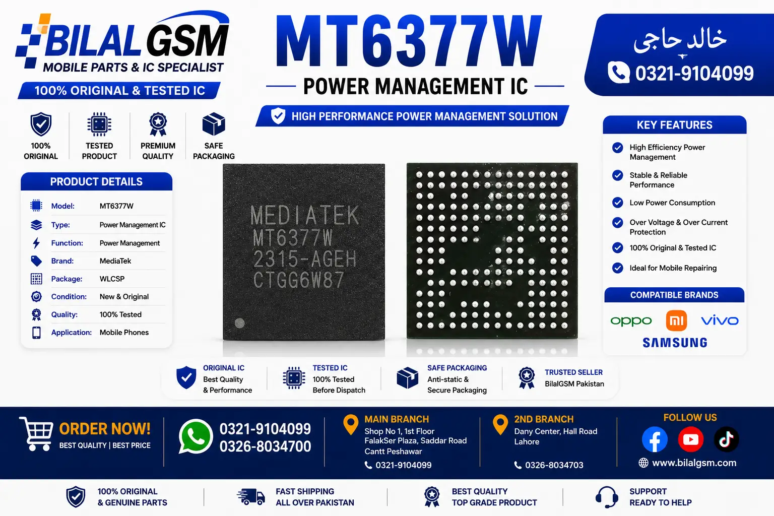 Original MT6377W Power Management IC for Oppo Redmi Vivo Samsung