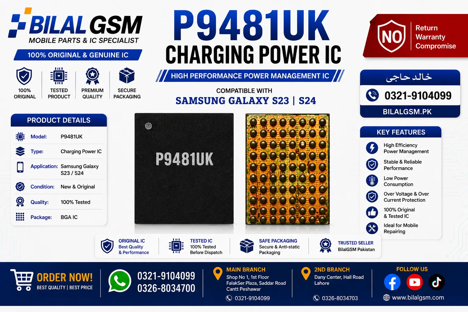 Original P9481UK Charging Power IC for Samsung Galaxy S23 S24