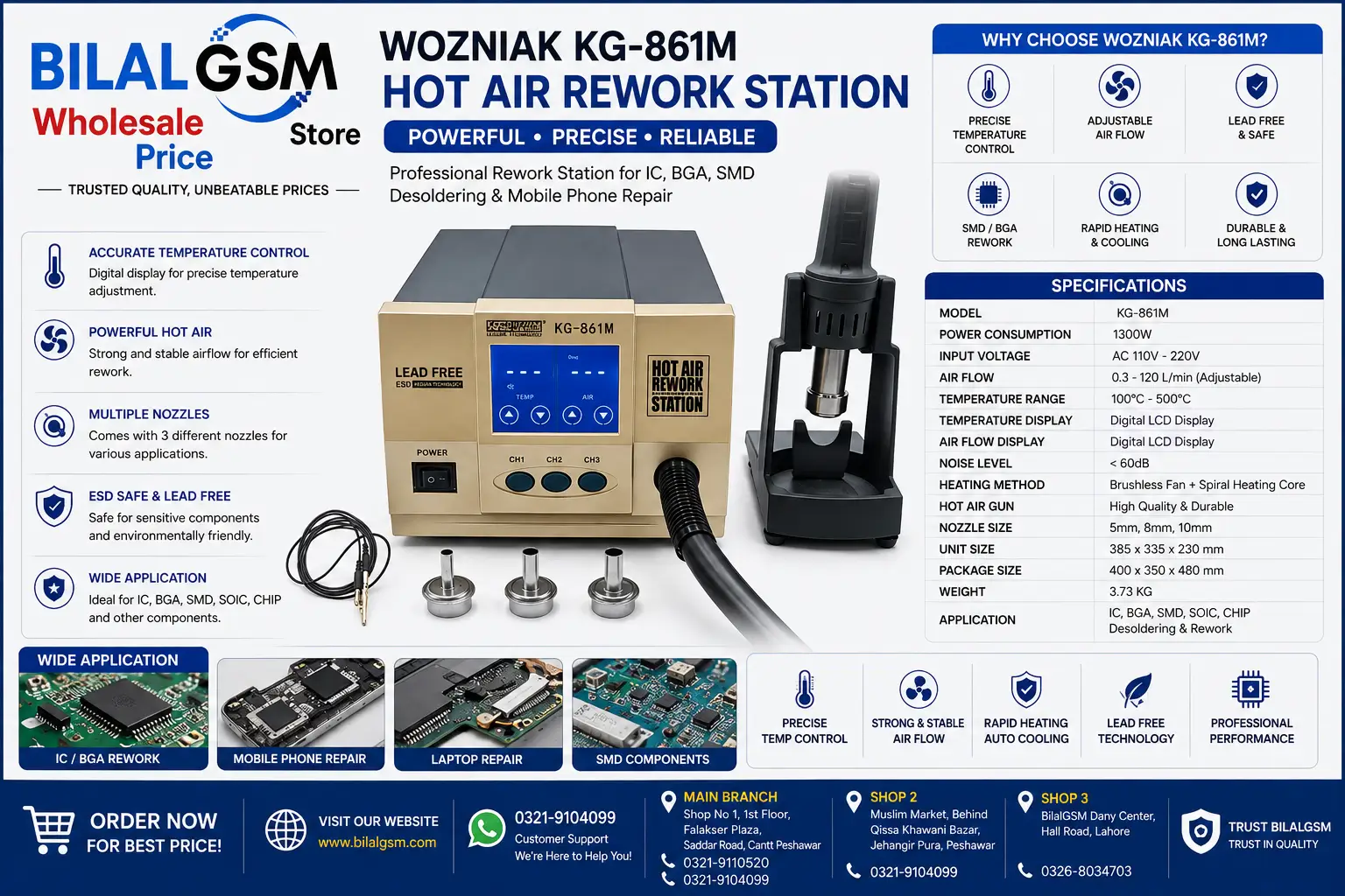Keguan KG 861M Hot Air Heat Gun Station for Mobile Repair