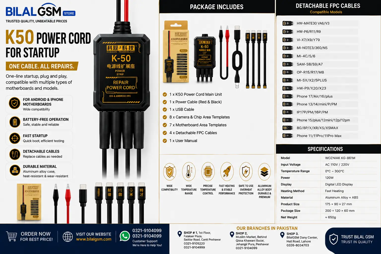 Keguan K 50 Multimeter Boot Cable iBoot Cable for Mobile Repair