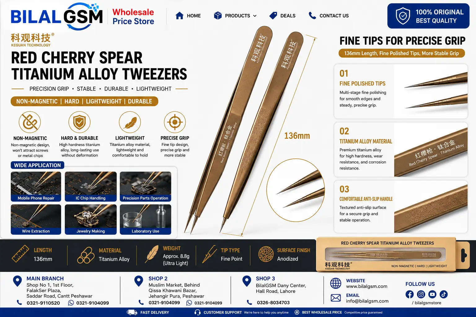 Keguan T90 Precision Tweezers for Mobile Phone Repair