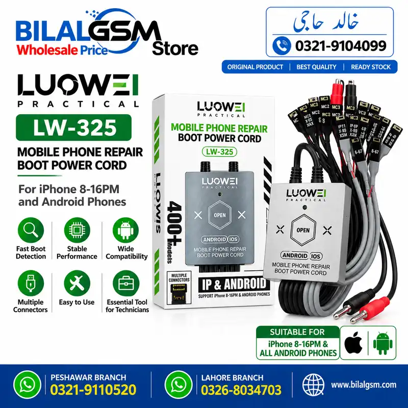 Luowei LW-325 Boot Power Cord for iPhone 8 to 16 Pro Max Android