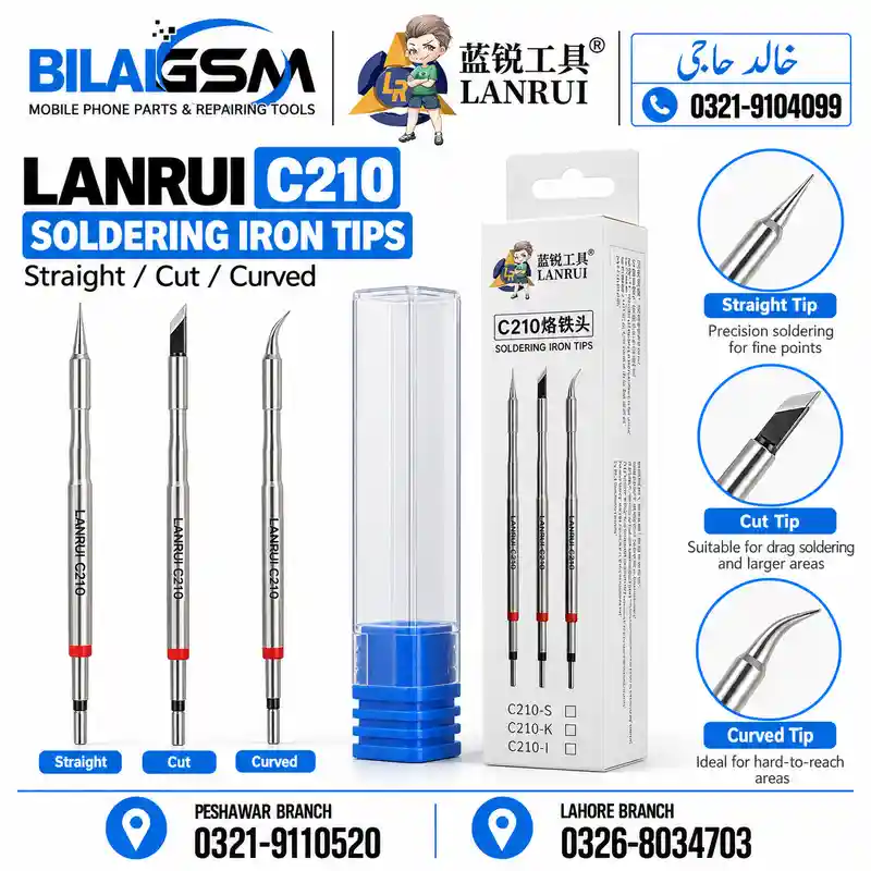 Lanrui C210 Soldering Iron Tips Straight Cut Curved for Microsoldering IC PCB Mobile Repair