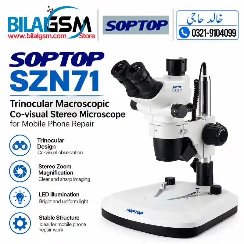 Soptop SZN71 Trinocular Stereo Microscope 6.7X to 45X for Mobile Phone PCB IC Repair