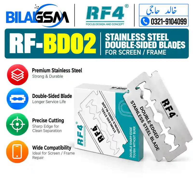 RF4 RF-BD02 0.1mm Ultra Thin Stainless Steel Double-Sided Blade for Screen Frame Glue Removal