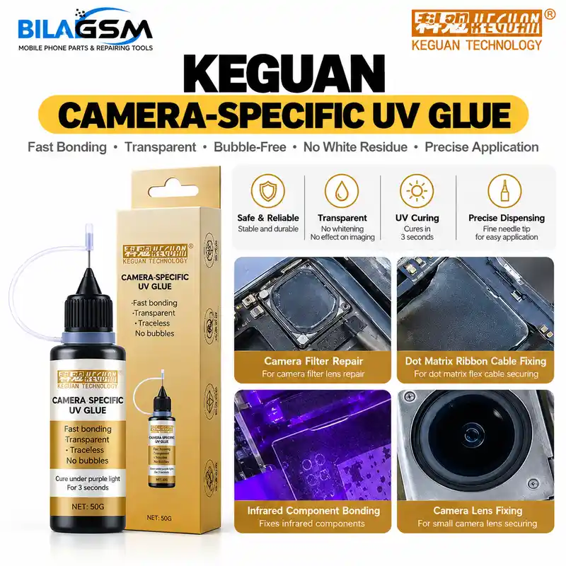 KEGUAN Camera UV Glue 3 Second Fast Cure Low Whitening for Phone Lens Repair