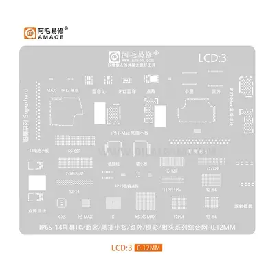 Amaoe Amaoe LCD3 BGA Reballing Stencil For Iphone 14 Pro Max 11 12 13 6s 7 7P 8 8P X XR XS LCD Display Face Dot Battery USB Camera IC BGA STENCIL