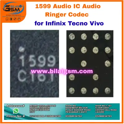 1599 Audio IC Audio Ringer Codec for Infinix Tecno Note 12 Note 30 Pro Camon 19 Spark 20 Pro Plus Vivo Y03 AUDIO RINGER CODIC IC