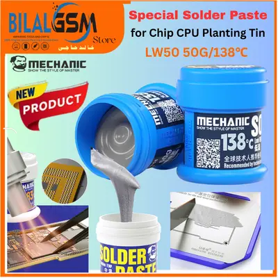 Mechanic LW50 Low Temp Solder Paste 50 g – 138 °C Sn42Bi58 No-Clean PCB Reballing Flux BGA SOLDERING FLUCKS AND BGA PASTE