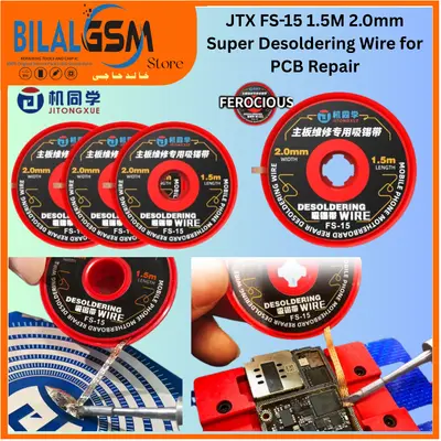 JTX FS-15 1.5M 2.0mm Super Desoldering Wire – PCB & IC Repair Wick SOLDERING ACCESSORIES & TWEEZER